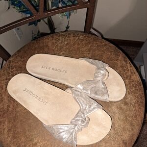 Jack Rogers Silver Sandals with Sleek Design